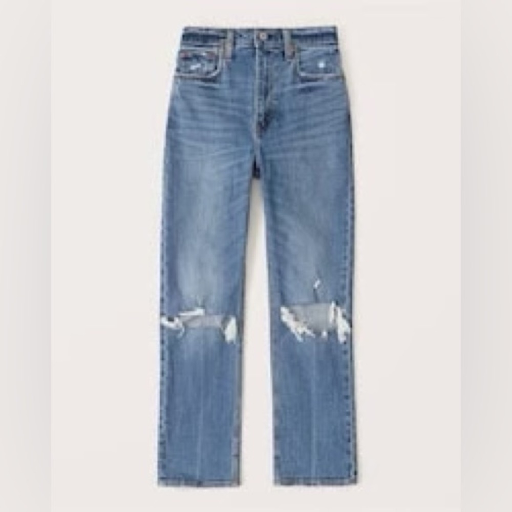 Abercrombie & Fitch Light Blue High-Rise Distressed Jeans